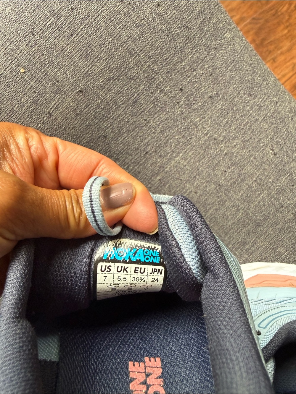 Hoka Women's Light Blue and Coral Athletic Running Shoes - Picture 5 of 8